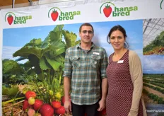Henning Wagner and Veronika Waurich from Hansabred GmbH & Co. KG, focusing on the development and breeding of strawberry varieties.